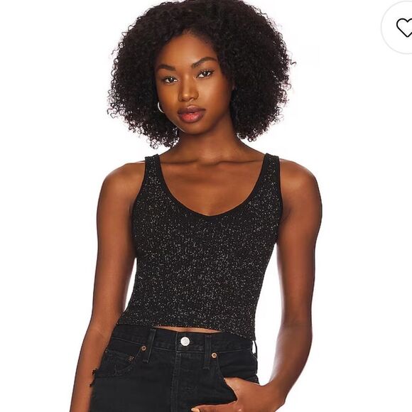 Free People Lurex Solid Rib Brami in Black Combo - Picture 2 of 6